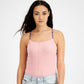 Tommy Jeans Women's Ribbed Spaghetti Strap Bodysuit Pink Size Medium