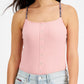 Tommy Jeans Women's Ribbed Spaghetti Strap Bodysuit Pink Size X-Small