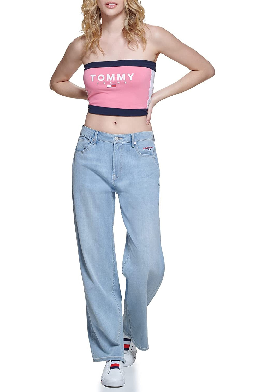Tommy Jeans Women's Color Block Bandeau Pink Size Small