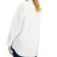 Tommy Hilfiger Women's Cotton Logo Pleated Sleeve Shirt White Size Large