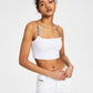 Tommy Jeans Women's Ribbed Snap Bra Top White Size X-Small