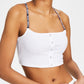 Tommy Jeans Women's Ribbed Snap Bra Top White Size X-Small