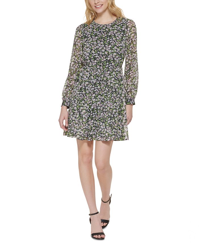 tommy-hilfiger-womens-daisy-garden-godet-fit-flare-dress-pink-size-6petite