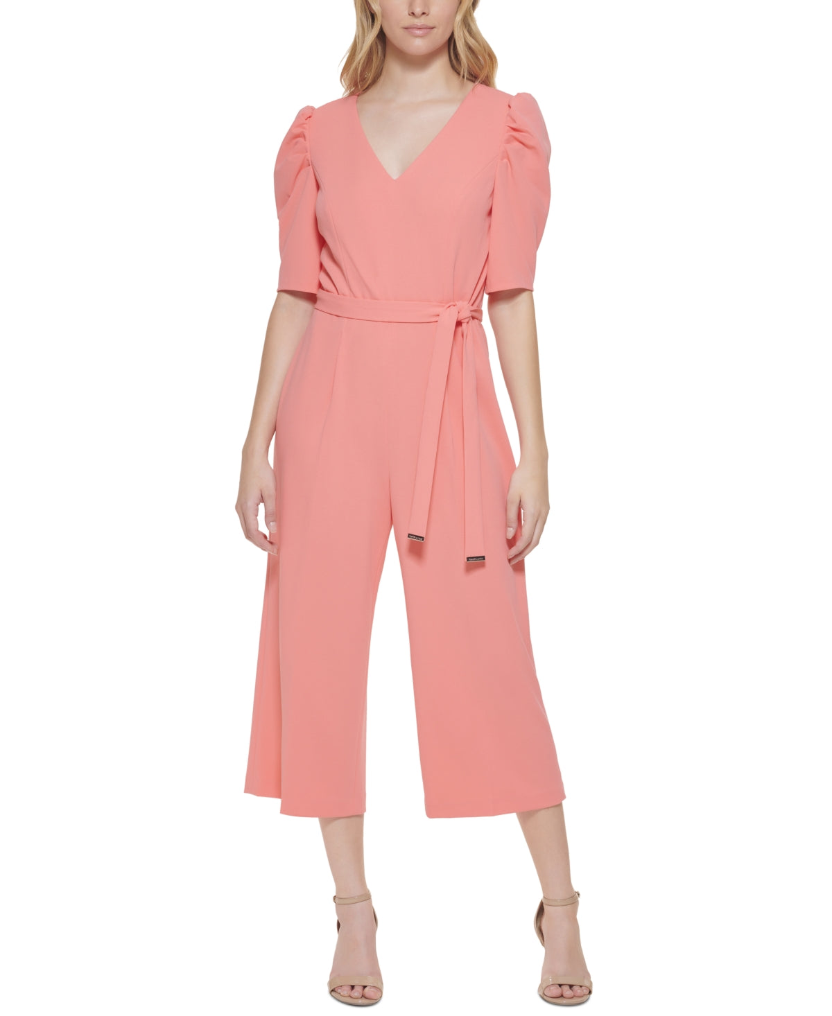 Tommy Hilfiger Women's Puffed Sleeve Jumpsuit Pink Size 4