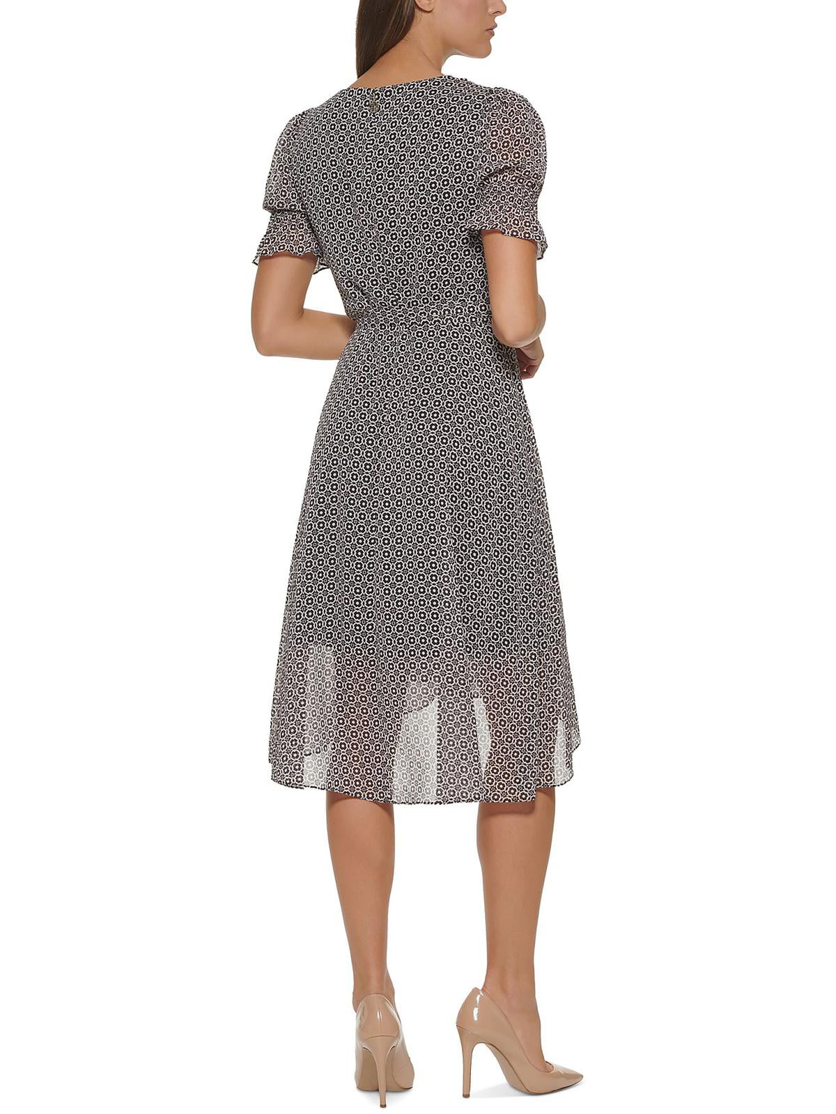 Tommy Hilfiger Women's Printed Midi Dress Black Size 2