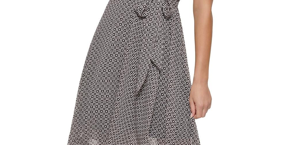 Tommy Hilfiger Women's Printed Midi Dress Black Size 2