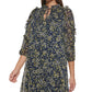 Tommy Hilfiger Women's Floral Print Ruffled Shift Dress Blue Size 12