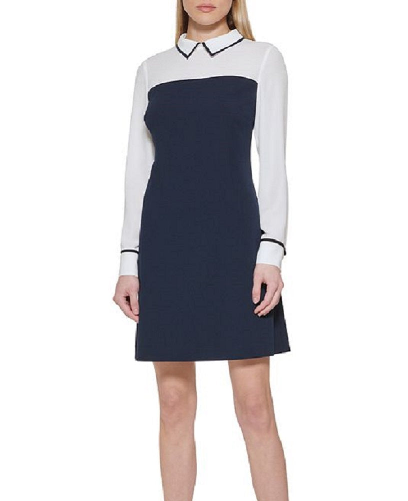 Tommy Hilfiger Women's Collared Sheath Dress Blue Size 4