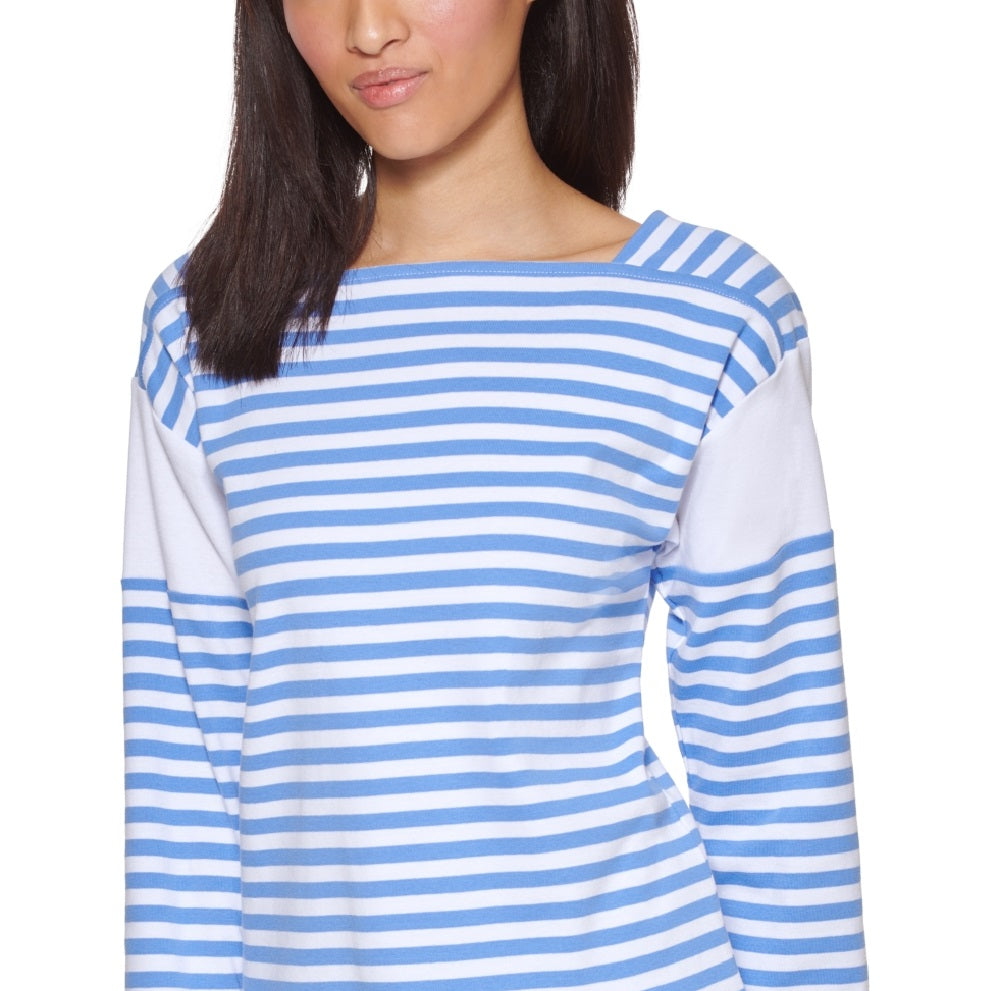Tommy Hilfiger Women's Cotton Square Neck Top Blue Size Small