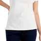 Tommy Hilfiger Women's Cotton Contrast Trim Polo Top White Size Large