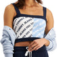 Tommy Jeans Women's Skeleton Logo Bra Top Blue Size Medium