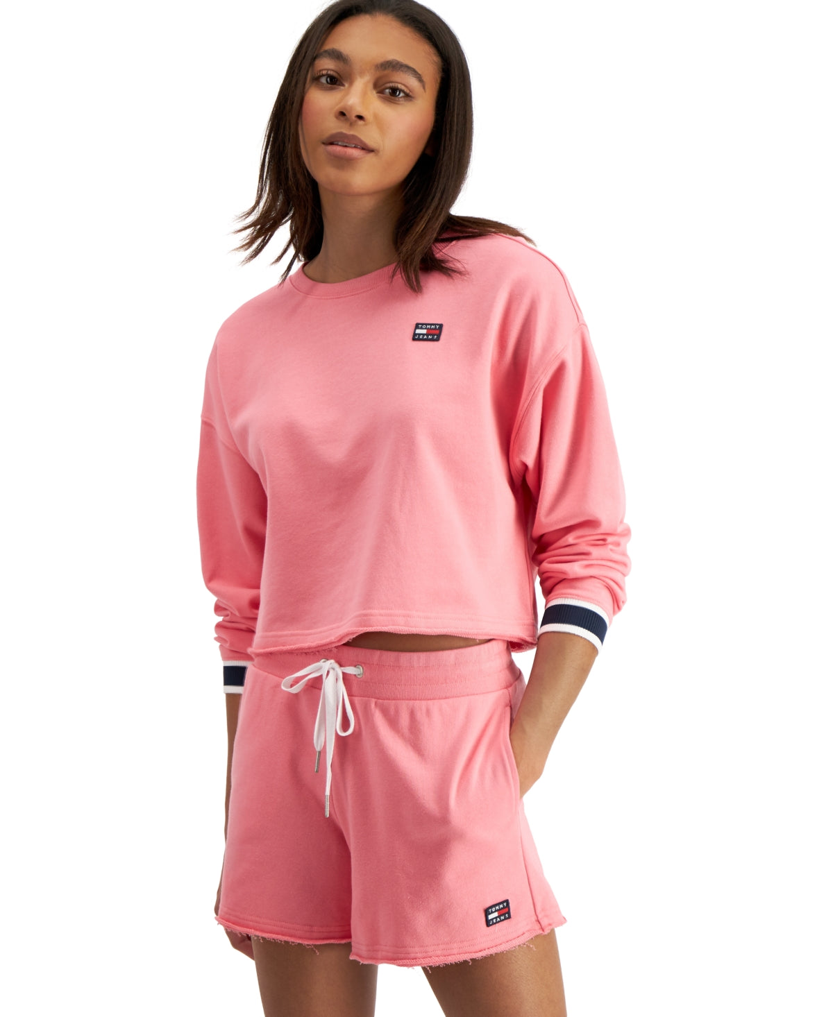Tommy Jeans Women's Oversized Cropped Sweatshirt Pink Size Medium