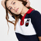 Tommy Jeans Women's Cropped Colorblock Polo Sweater Blue Size X-Large