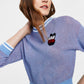 Tommy Jeans Women's Cotton Mesh Stitch Sweater Blue Size Large