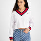 Tommy Jeans Women's Contrast Trim Cropped Sweatshirt White Size Medium