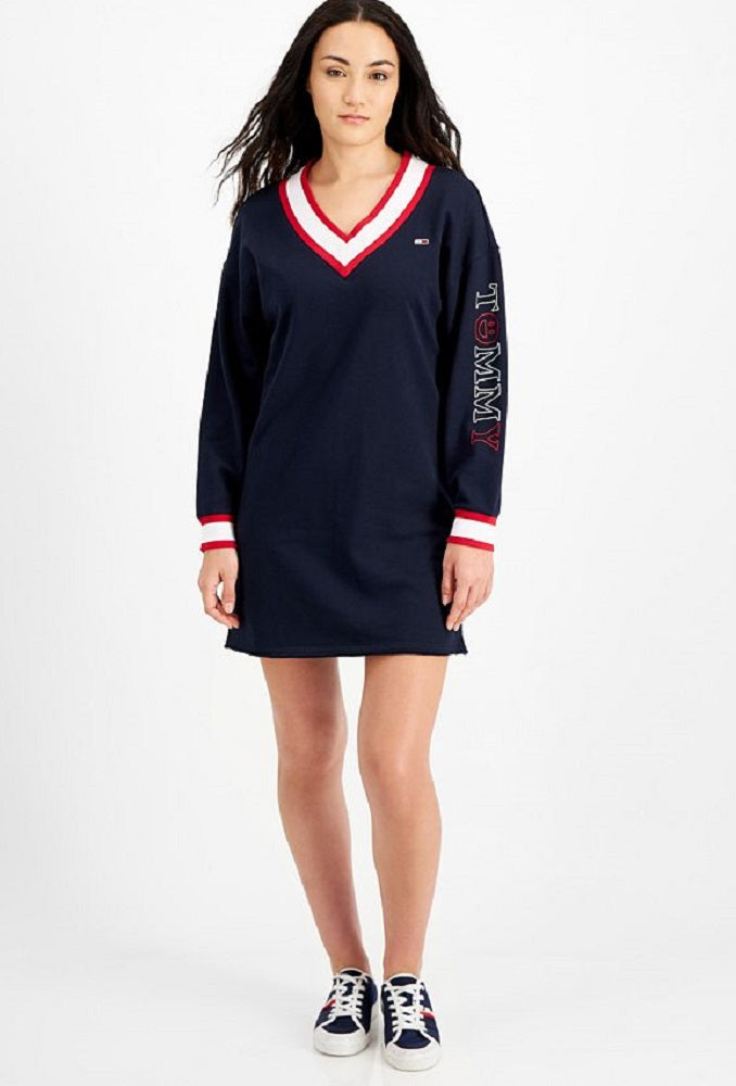 Tommy Jeans Women's Contrast Trim Sweatshirt Dress Blue