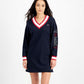 Tommy Jeans Women's Contrast Trim Sweatshirt Dress Blue