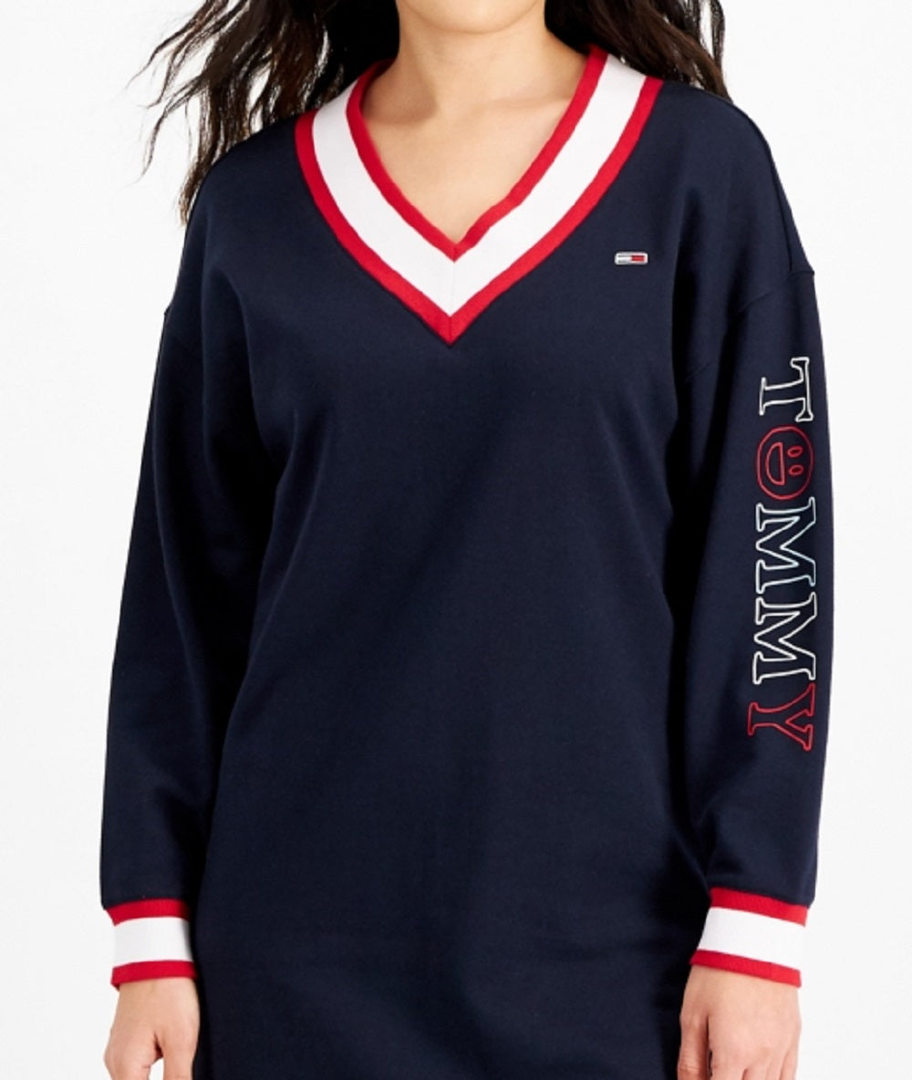 Tommy Jeans Women's Contrast Trim Sweatshirt Dress Blue