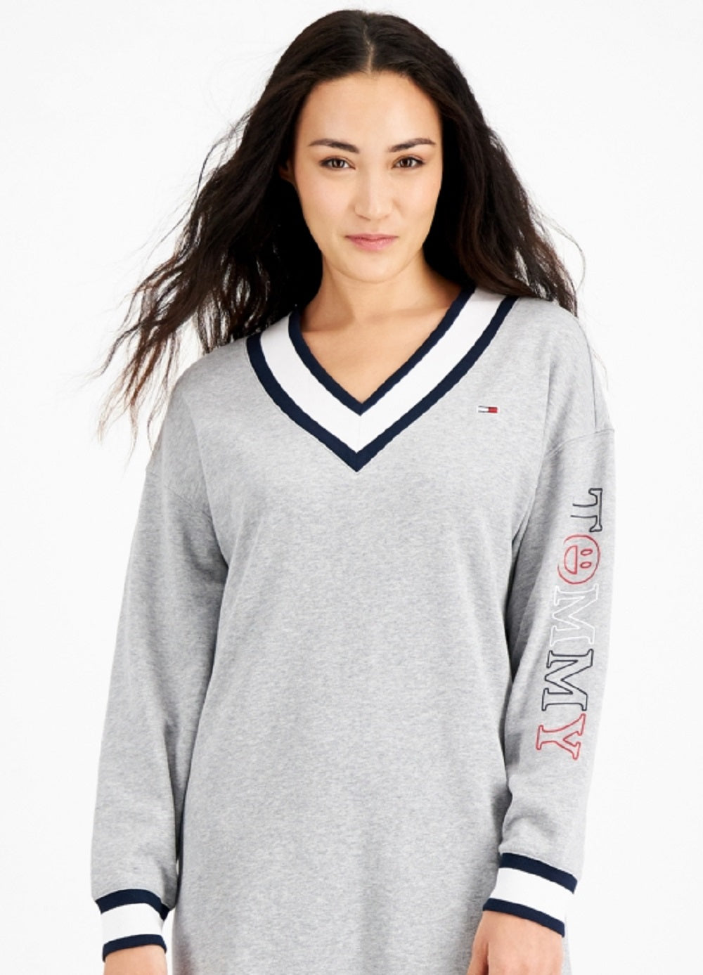 Tommy Jeans Women's Contrast Trim Sweatshirt Dress Gray Size Medium