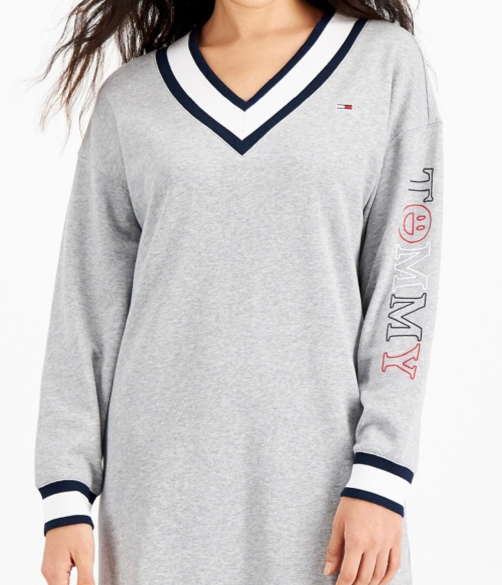 Tommy Jeans Women's Contrast Trim Sweatshirt Dress Gray Size Small