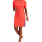 Tommy Hilfiger Women's Solid Ribbed Puff Sleeve Dress Red Size X-Small