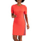Tommy Hilfiger Women's Solid Ribbed Puff Sleeve Dress Red Size X-Small