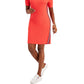 Tommy Hilfiger Women's Solid Ribbed Puff Sleeve Dress Red Size X-Small