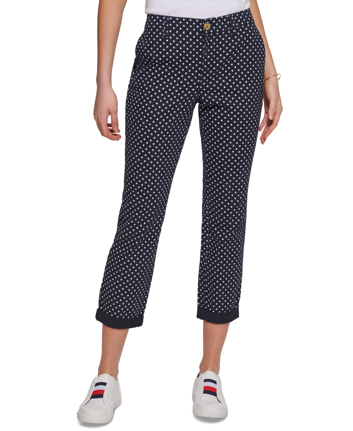 Tommy Hilfiger Women's Dot Print Chino Pants Blue Size 14