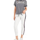 Tommy Hilfiger Women's Tie Front Striped Logo T-Shirt Blue Size Large