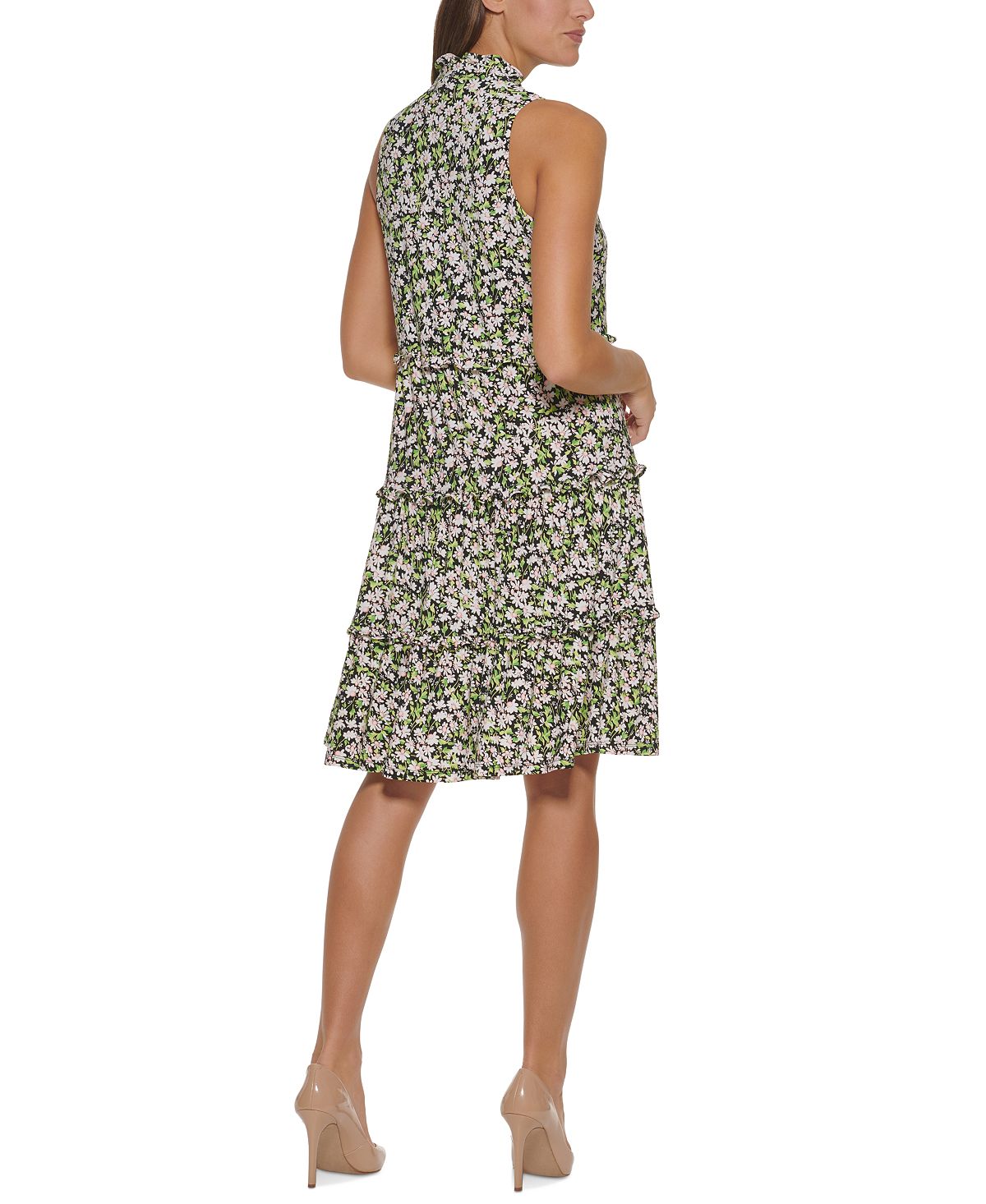 Tommy Hilfiger Women's Floral Print Tiered Shift Dress Pink Size 12