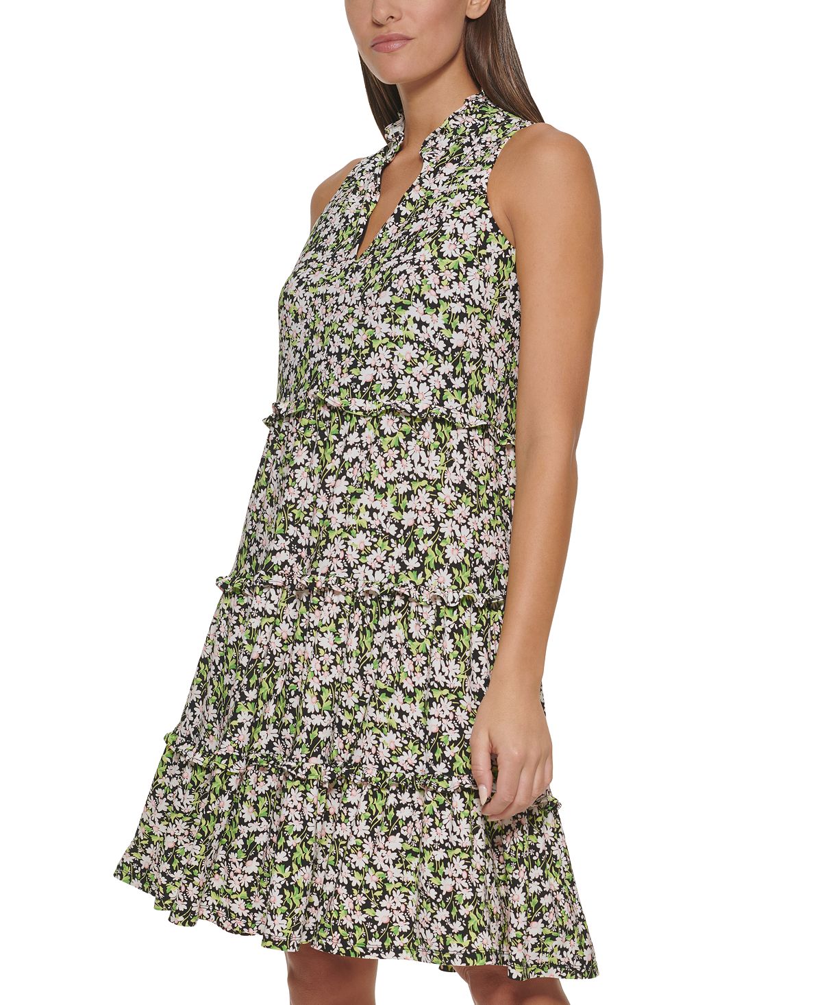 Tommy Hilfiger Women's Floral Print Tiered Shift Dress Pink Size 12