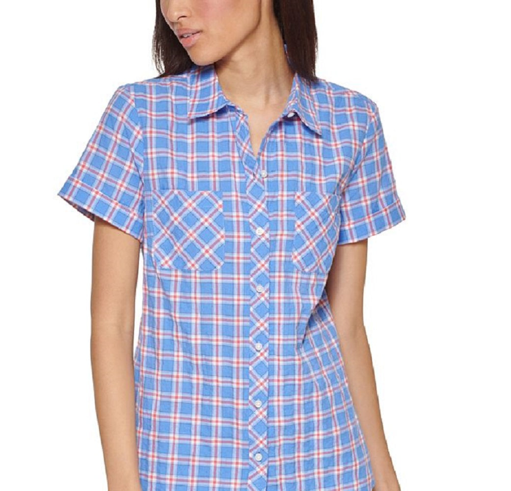 Tommy Hilfiger Women's Camp Shirt Blue Size Large