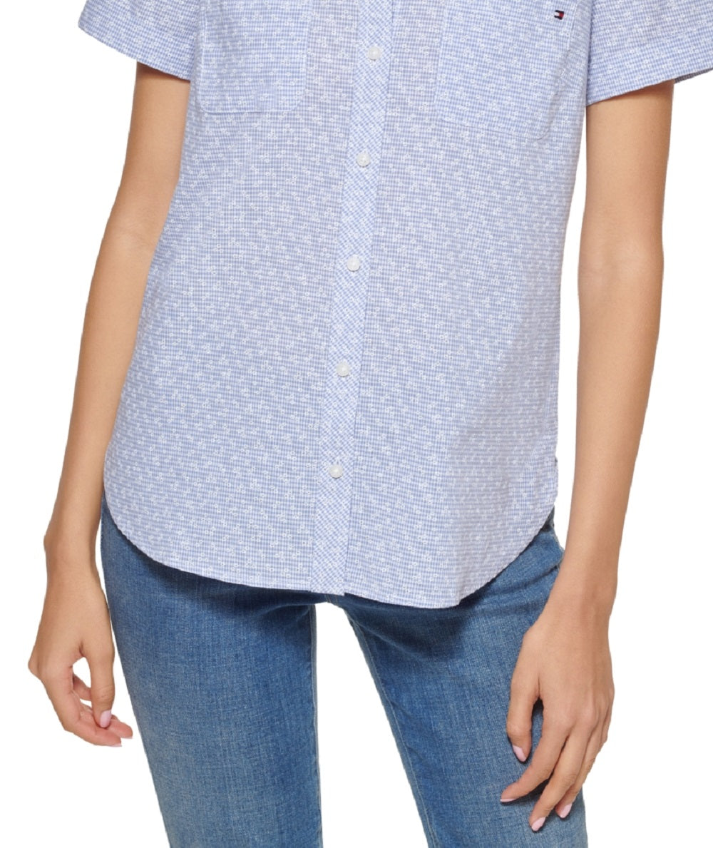 Tommy Hilfiger Women's Cotton Camp Shirt Blue Size X-Large