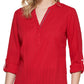 Tommy Hilfiger Women's Striped Cotton Tunic Top Red Size Medium
