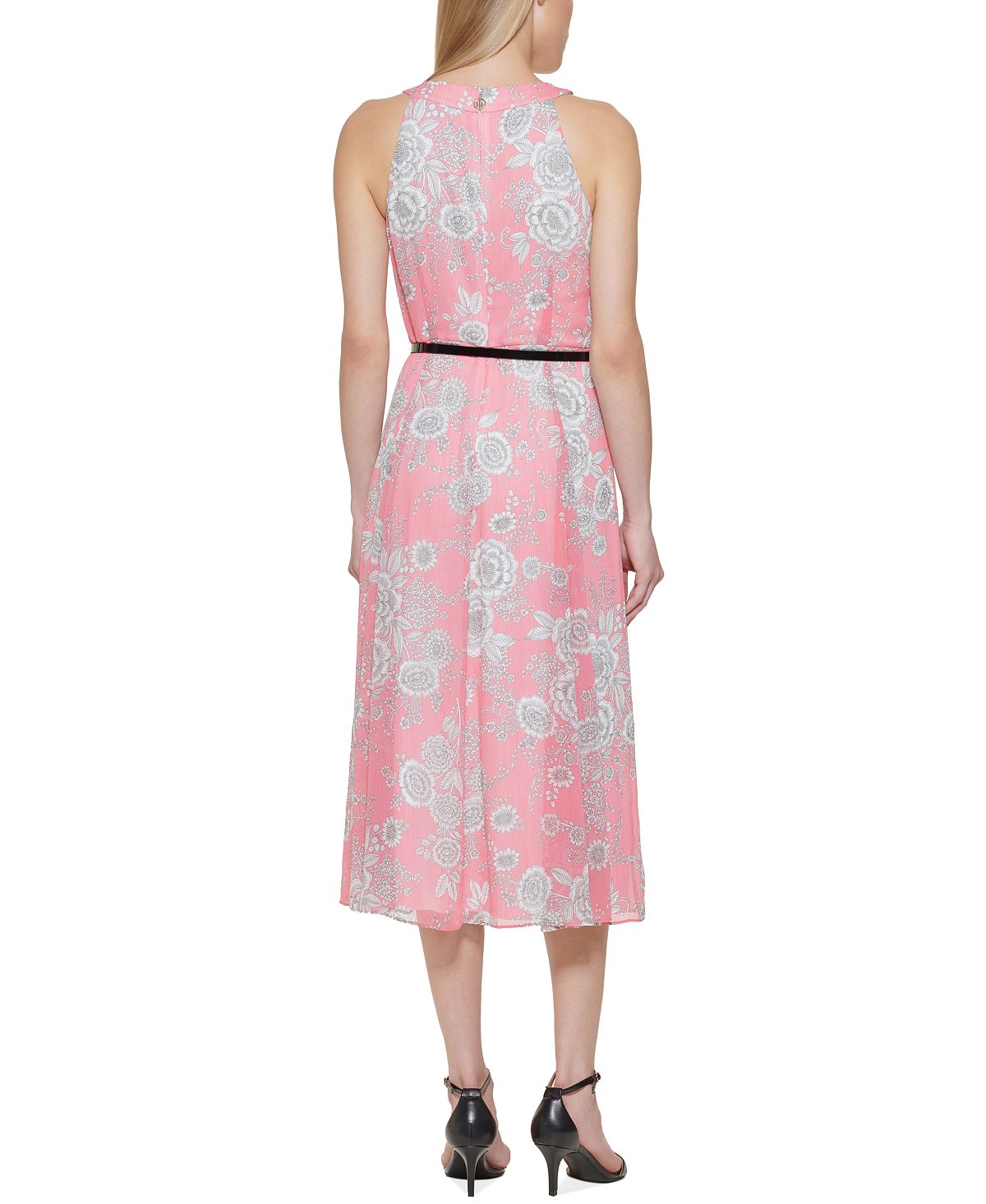 Tommy Hilfiger Women's Floral Print Halter Midi Dress Pink Size 6