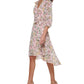 Tommy Hilfiger Women's Printed Balloon Sleeve Faux Wrap Dress Pink Size 10