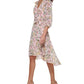Tommy Hilfiger Women's Printed Balloon Sleeve Faux Wrap Dress Pink Size 2