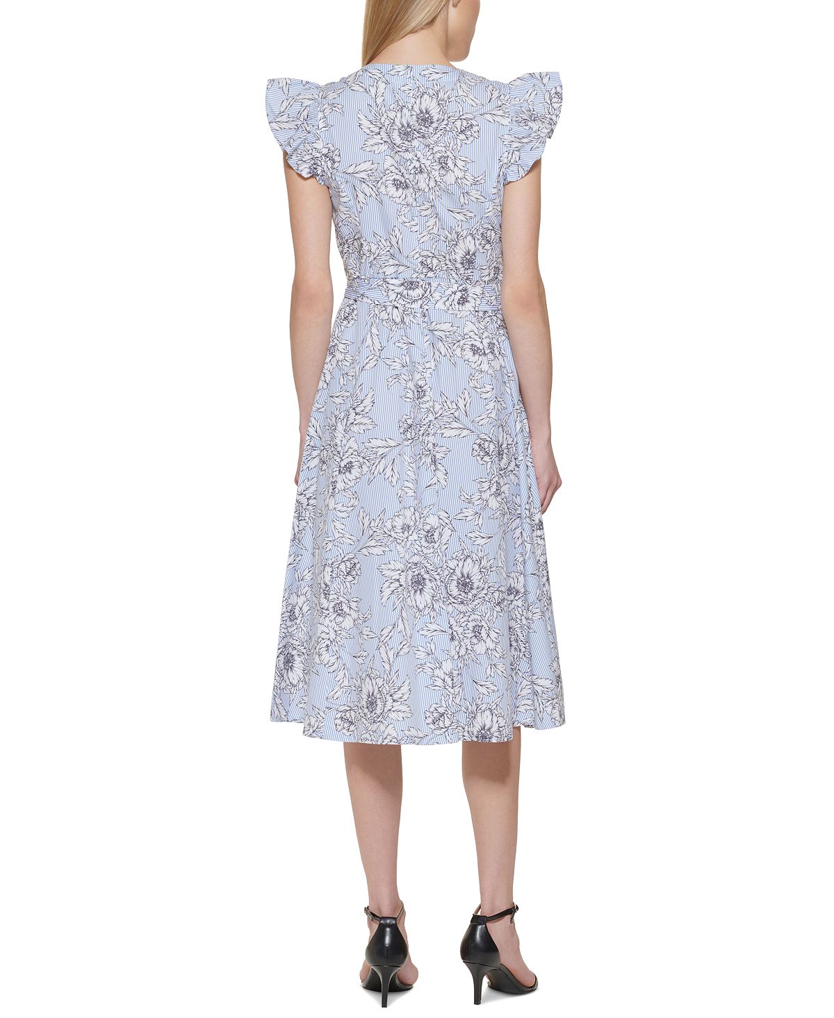 Tommy Hilfiger Women's Flutter Sleeve Midi Dress Blue Size 2