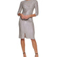 Tommy Hilfiger Women's Fog Foil Knit Ruched Sheath Dress Beige Size Large