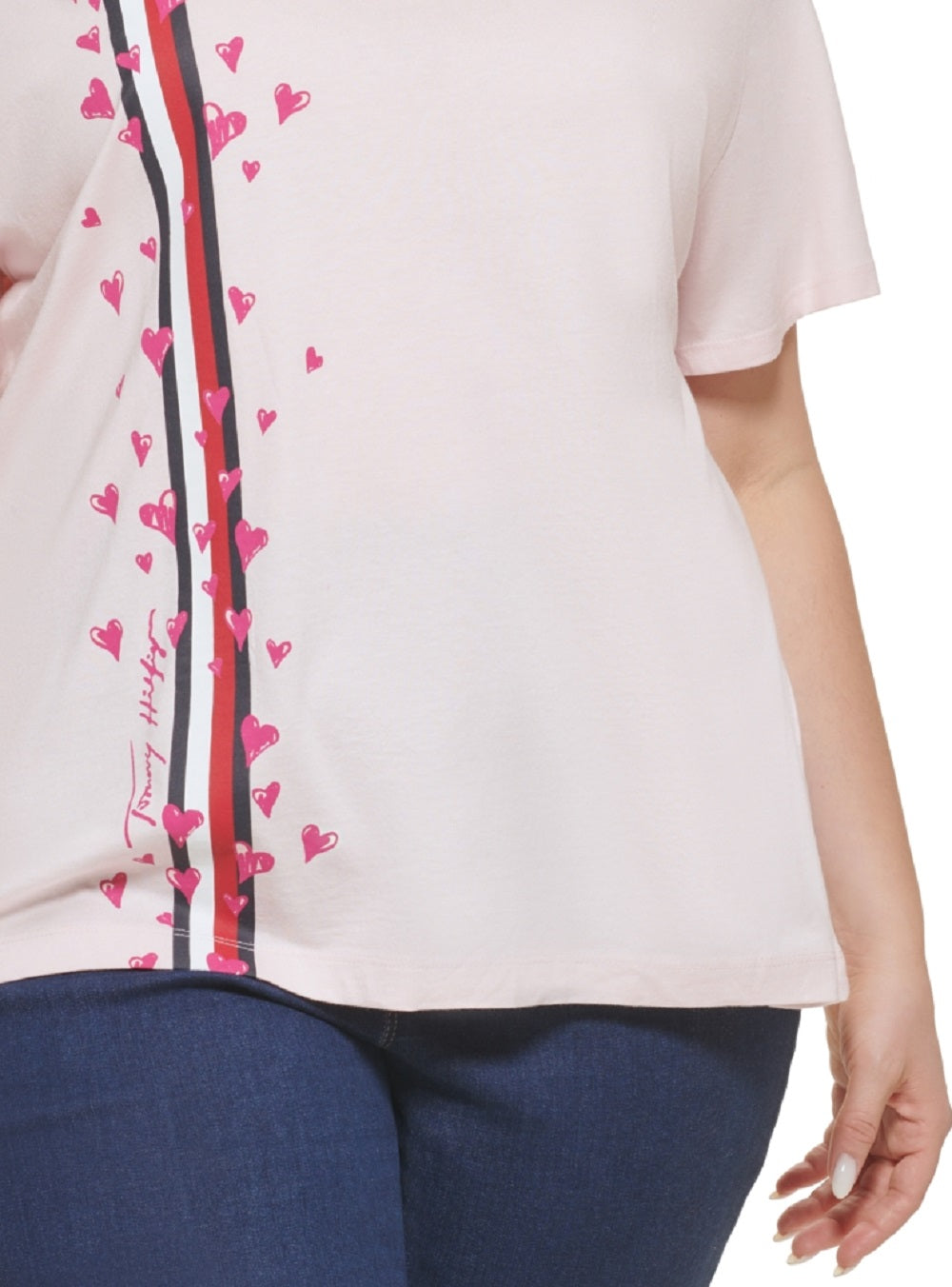 Tommy Hilfiger Women's Plus Heart Print T-Shirt Pink Size 1X