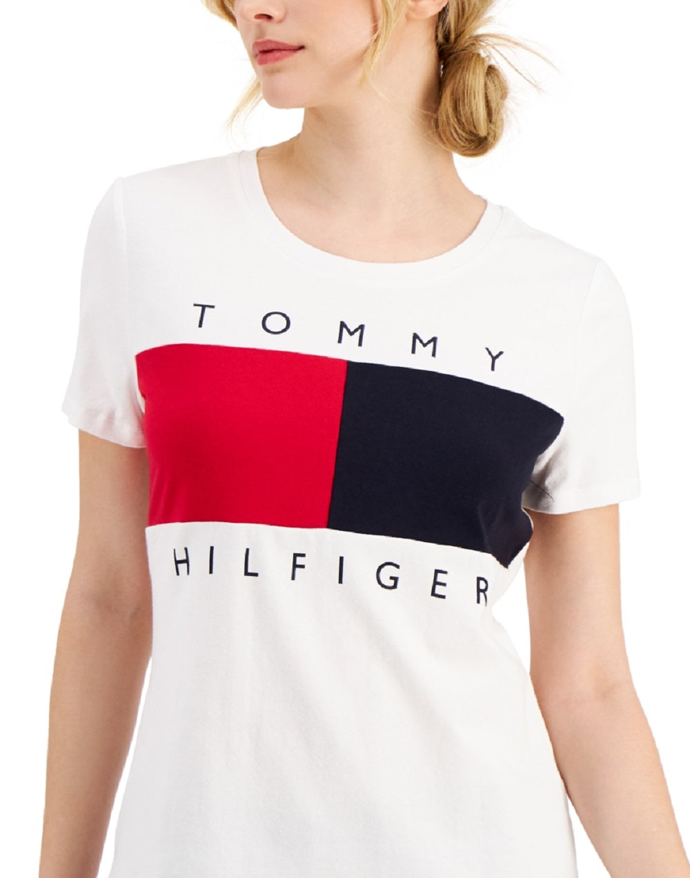 Tommy Hilfiger Women's Big Flag Logo T-Shirt White Size Medium