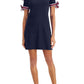 Tommy Hilfiger Women's Tie Sleeve Scoop Neck Dress Blue Size XX-Large