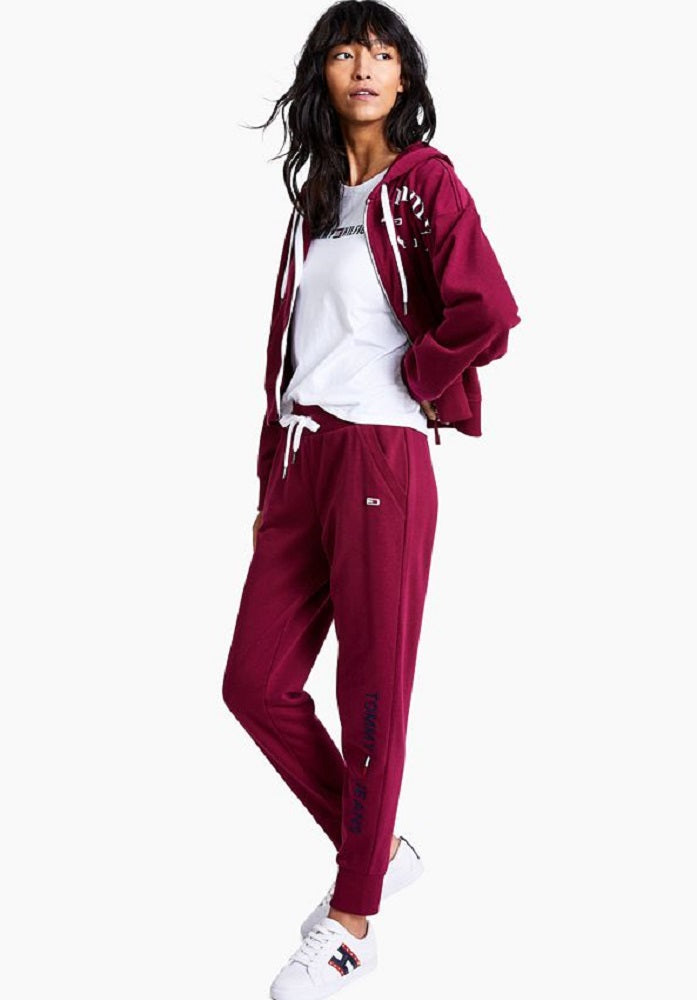 Tommy Jeans Women's Linear Logo Jogger Pants Purple Size Large