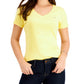 Tommy Hilfiger Women's V Neck T Shirt  Yellow Size X Large