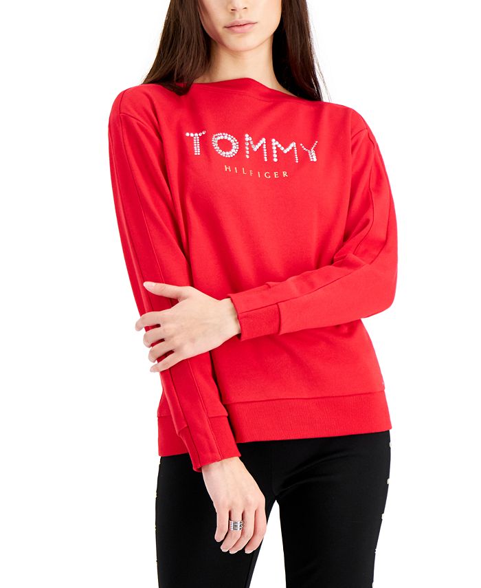 Tommy Hilfiger Women's Comfy Cozy Sweatshirt Red Size Small