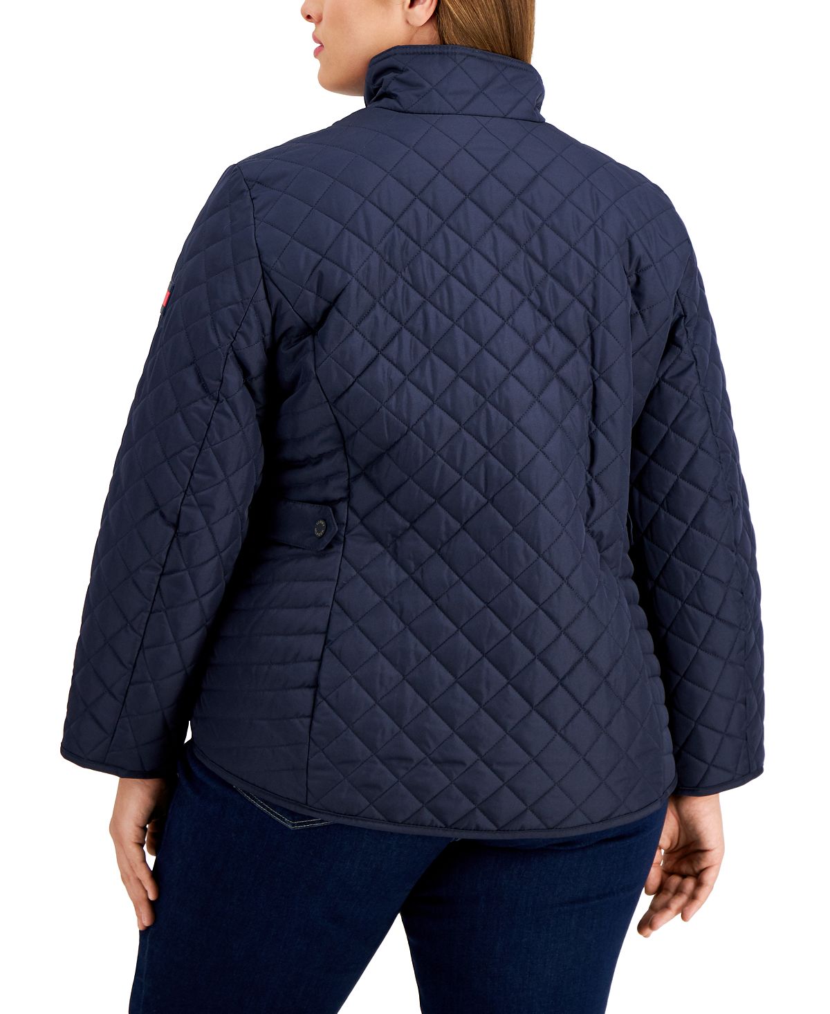 Tommy Hilfiger Women's Quilted Logo Patch Jacket Blue Size 2X