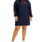 Tommy Hilfiger Women's Hoodie Midi Sweatshirt Dress Blue Size 1X