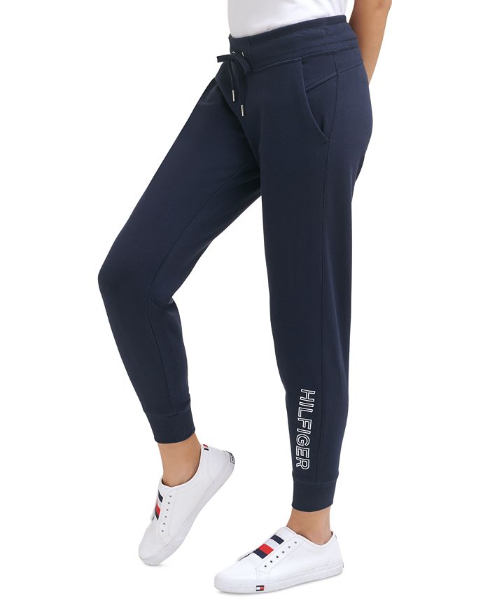 Tommy Hilfiger Women's Embroidered Logo Smooth Knit Joggers Blue Size X-Small