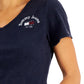 Tommy Jeans Women's Cotton V Neck Logo T-Shirt Blue Size X-Large