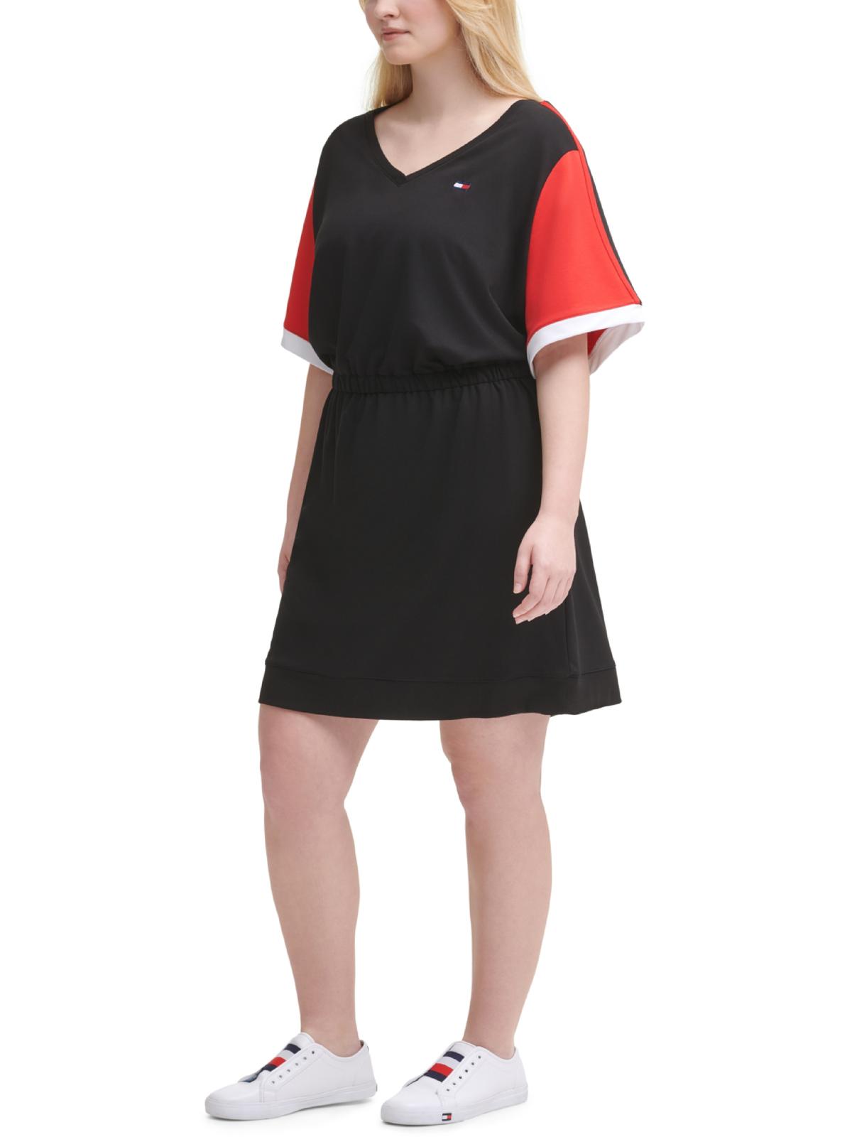 Tommy Hilfiger Women's Colorblocked Logo Sneaker Dress Black Size 2X